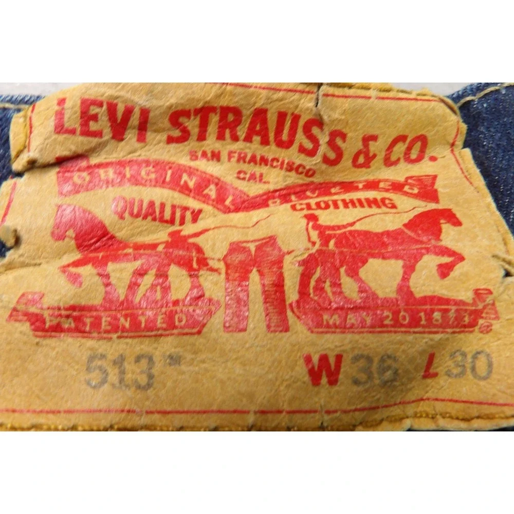 Levi's 513 Slim Straight Jeans Stretch Denim Men 36x30 Blue Dark Wash Casual EUC